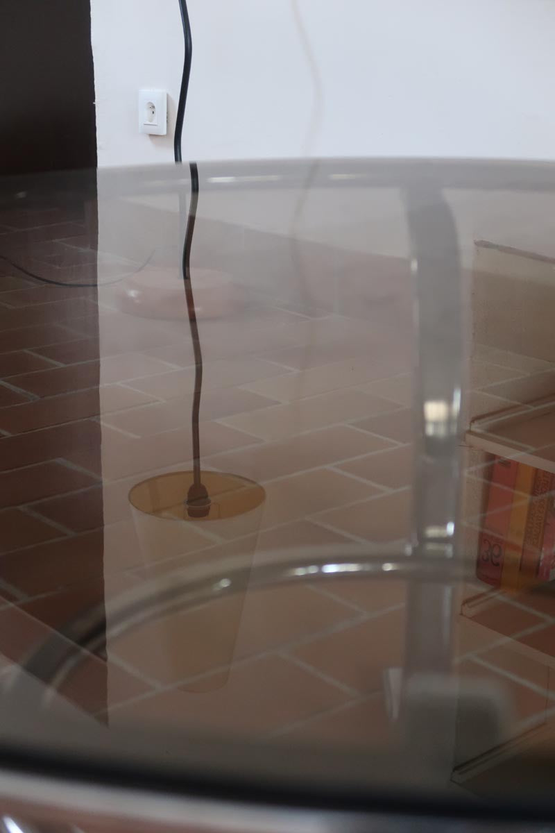 table basse ronde verre fumé chrome style milo baughman space age années 70
