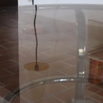 table basse ronde verre fumé chrome style milo baughman space age années 70