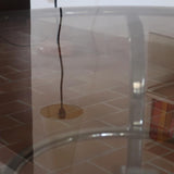 table basse ronde verre fumé chrome style milo baughman space age années 70