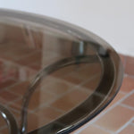 table basse ronde verre fumé chrome style milo baughman space age années 70