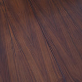 Table à manger ovale en teck avec deux rallonges intégrées, design scandinave des années 60, piètement central en bois.