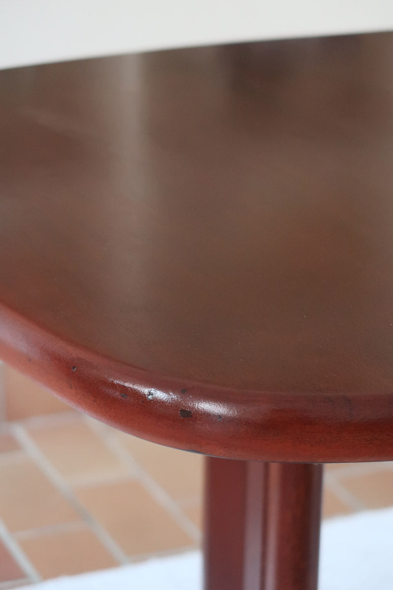 Table à manger ovale Skovby en teck, avec piètement central et deux rallonges intégrées, design danois années 60.