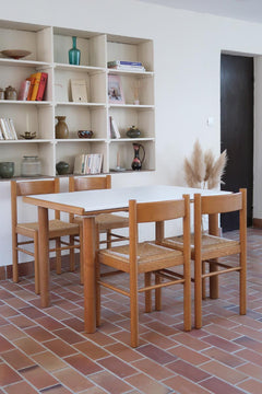 table manger vintage chaise scandinave rustique paille mid-century charlotte perriand orme Hank Lowenstein Padua