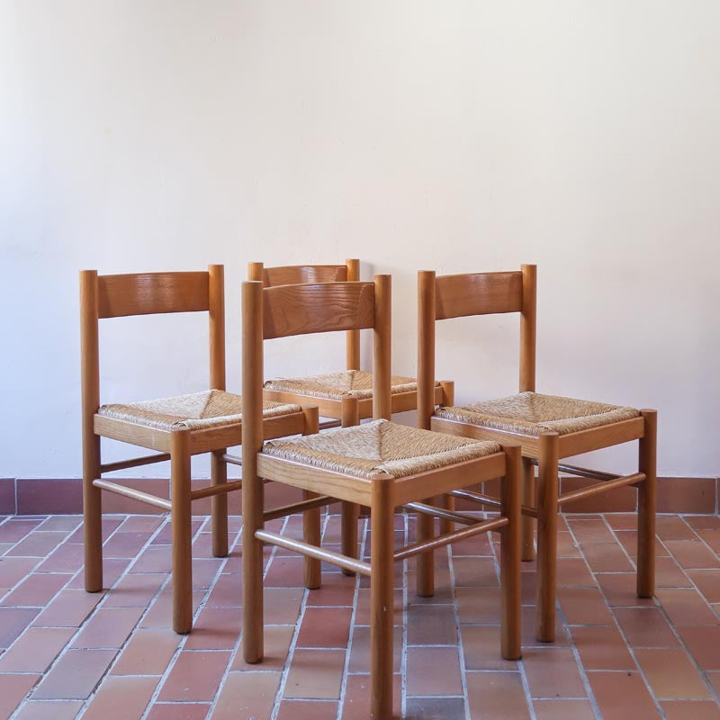 table manger vintage chaise scandinave rustique paille mid-century charlotte perriand orme Hank Lowenstein Padua
