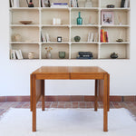 Table à manger scandinave extensible en chêne clair années 60, deux abattants intégrés, jusqu'à 12 couverts, pieds droits