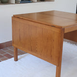 Table à manger scandinave extensible en chêne clair années 60, deux abattants intégrés, jusqu'à 12 couverts, pieds droits
