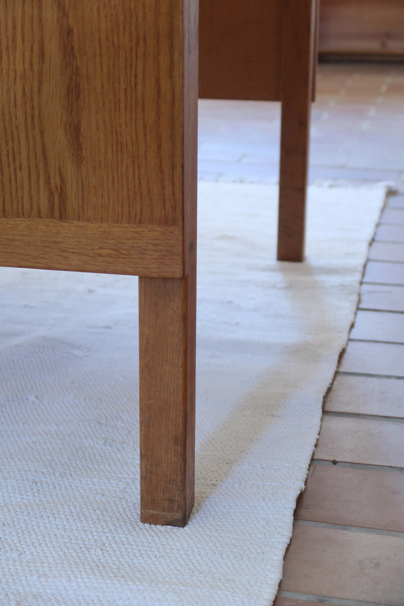 Table à manger scandinave extensible en chêne clair années 60, deux abattants intégrés, jusqu'à 12 couverts, pieds droits