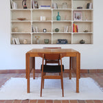 Table à manger scandinave extensible en chêne clair années 60, deux abattants intégrés, jusqu'à 12 couverts, pieds droits