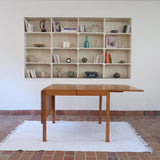 Table à manger scandinave extensible en chêne clair années 60, deux abattants intégrés, jusqu'à 12 couverts, pieds droits