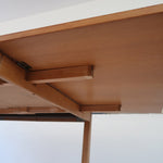 Table à manger scandinave extensible en chêne clair années 60, deux abattants intégrés, jusqu'à 12 couverts, pieds droits