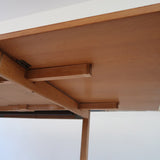 Table à manger scandinave extensible en chêne clair années 60, deux abattants intégrés, jusqu'à 12 couverts, pieds droits