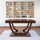 Table de repas Art Déco en chêne, piètement arceau, France, années 30