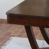 Table de repas Art Déco en chêne, piètement arceau, France, années 30