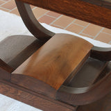 Table de repas Art Déco en chêne, piètement arceau, France, années 30