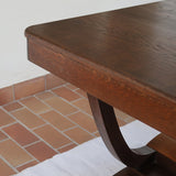 Table de repas Art Déco en chêne, piètement arceau, France, années 30
