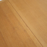 Table ronde extensible chêne Thygesen Sørensen Magnus Olesen années 70, pieds courbés sculptés, 2 rallonges