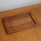 Vide-poche compartimenté scandinave bois massif et verre fumé Denmark années 60, trois raviers encastrés, art de la table danois mid-century